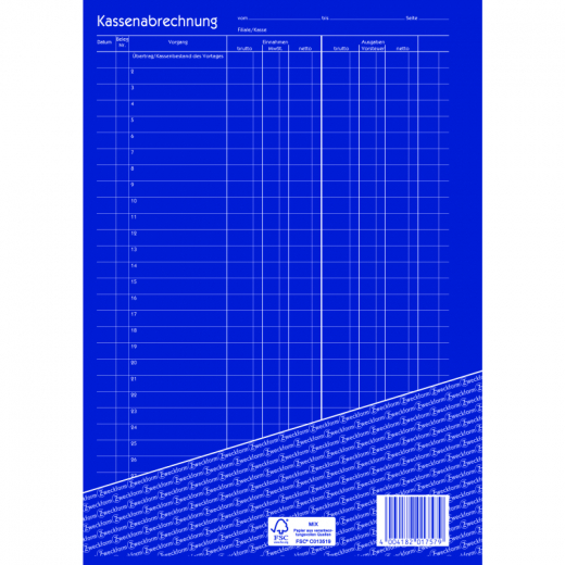 Avery Zweckform Kassenabrechnung 1757 DIN A4 2x40Blatt,