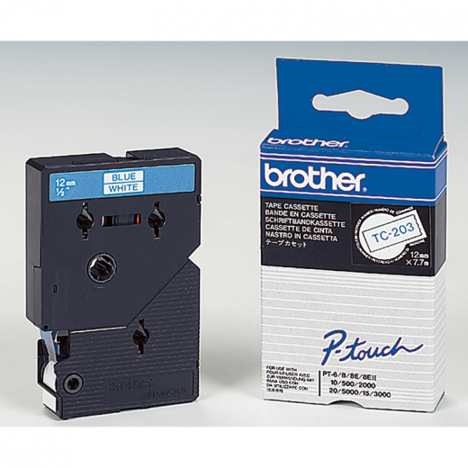 Brother Schriftbandkassette TC203 12mmx7,7m laminiert bl auf ws, - 87255X