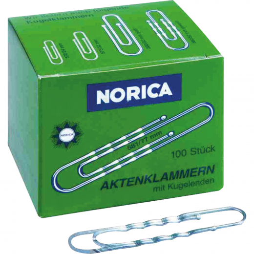 NORICA Büroklammer 2262 77mm gewellt silber 100 St./Pack., - ALC2262