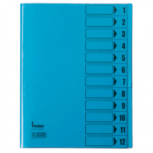 Bene Ordnungsmappe 84800BL DIN A4 12Fächer intensivblau, - BEN84800BL