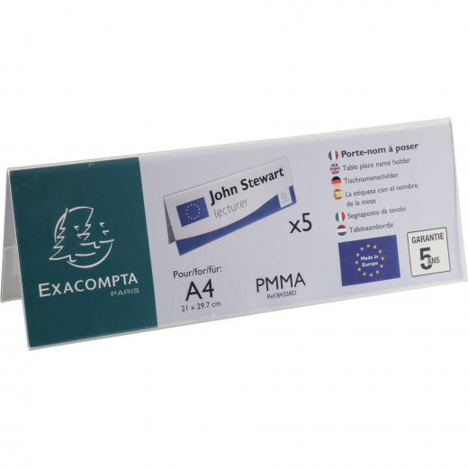 Exacompta Tischnamensschild 84358D PMMA 300x105mm 5St., - EXC84358D