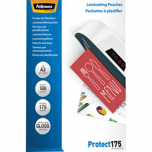 Fellowes Laminierfolie Protect 175 5308803 DIN A3 tr 100 St./Pack., - FEL5308803