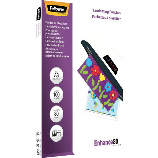 Fellowes Laminierfolie Enhance 80 5452003 DIN A3 tr 100 St./Pack., - FEL5452001