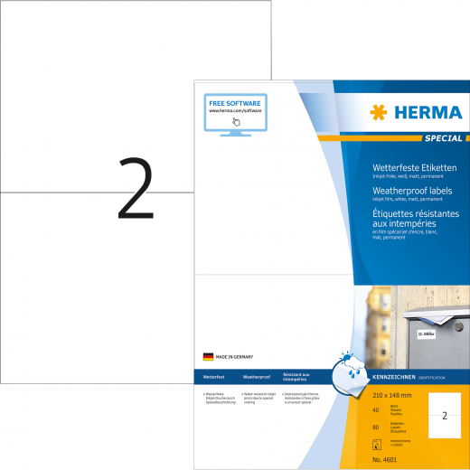 HERMA Etikett 4601 210x148mm ws 80 St./Pack., - HER4601