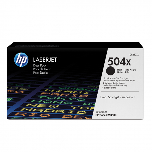 HP Toner CE250XD 504X 10.500Seiten schwarz 2 St./Pack., - HPACE250XD