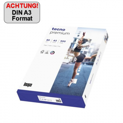 inapa tecno Kopierpapier Premium 2100011498 A3 80g 500 Bl./Pack., - INA88322054