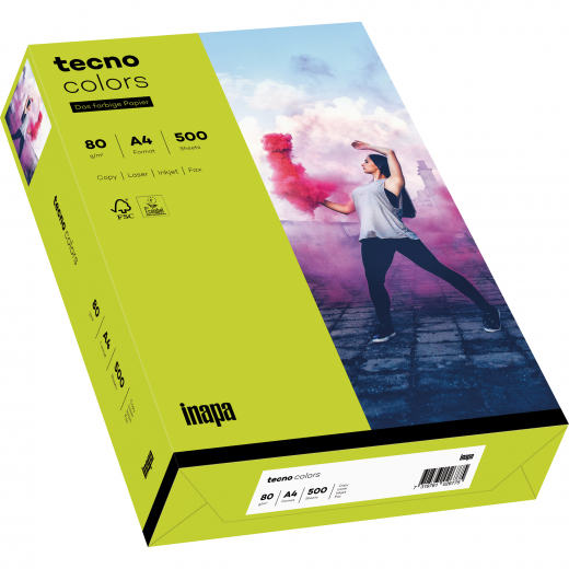 inapa tecno Kopierpapier Colors 2100011407 A4 80g leu.grün 500Bl., - INA88324414