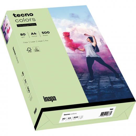 inapa tecno Kopierpapier Colors 2100011410 A4 80g mi.grün 500Bl., - INA88324415