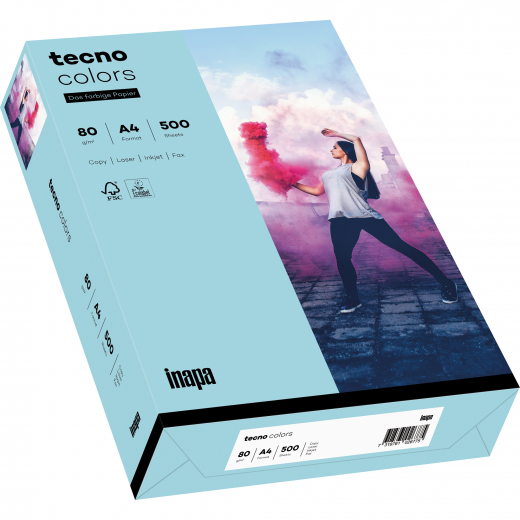 inapa tecno Kopierpapier Colors 2100011408 A4 80g mi.blau 500Bl., - INA88324419