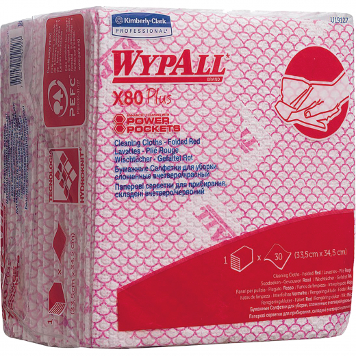 WYPALL Wischtuch X80 19127 Viertelfalz 35x34cm rt 30 St./Pack., - KIM19127