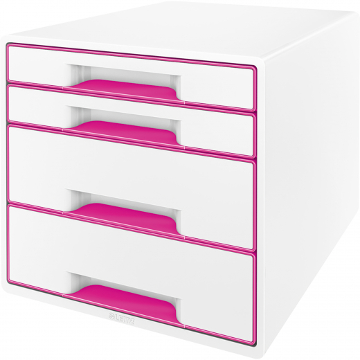 Leitz Schubladenbox WOW CUBE 52132023 4Schubfächer weiß/pink, - LEI52132023