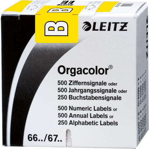 Leitz Buchstabensignal Orgacolor 66111000 B gelb 250 St./Pack., - LEI66111000