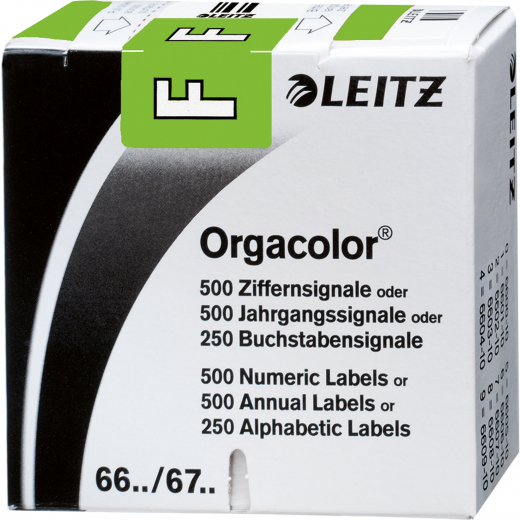 Leitz Buchstabensignal Orgacolor 66151000 F grün 250 St./Pack., - LEI66151000