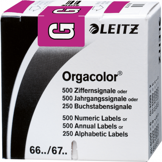 Leitz Buchstabensignal Orgacolor 66161000 G violett 250 St./Pack., - LEI66161000