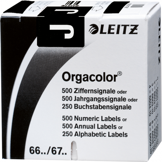 Leitz Buchstabensignal Orgacolor 66191000 J schwarz 250 St./Pack., - LEI66191000