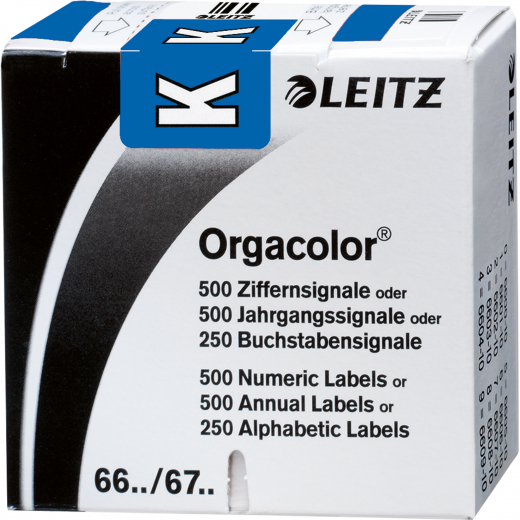 Leitz Buchstabensignal Orgacolor 66201000 K blau 250 St./Pack., - LEI66201000