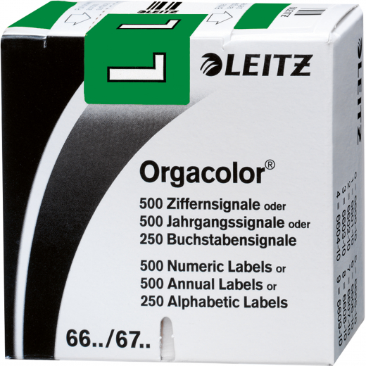 Leitz Buchstabensignal Orgacolor 66211000 L grün 250 St./Pack., - LEI66211000