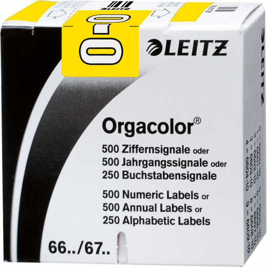 Leitz Buchstabensignal Orgacolor 66241000 O gelb 250 St./Pack., - LEI66241000