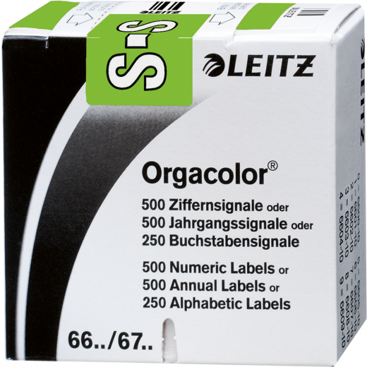 Leitz Buchstabensignal Orgacolor 66281000 S grün 250 St./Pack., - LEI66281000