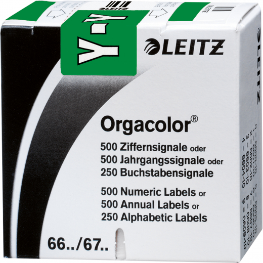 Leitz Buchstabensignal Orgacolor 66341000 Y grün 250 St./Pack., - LEI66341000