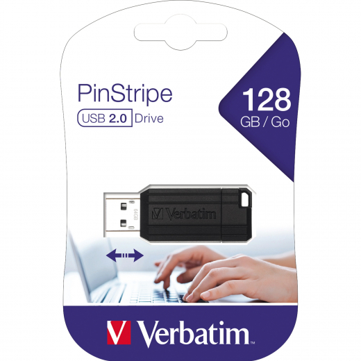 Verbatim USB Stick Pin Stripe 49071 128GB schwarz, - VER49071