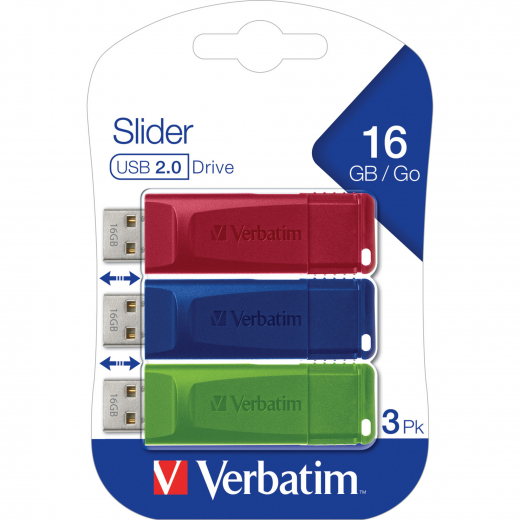 Verbatim USB-Stick Slider 49326 16GB 3St, - VER49326