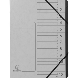 Exacompta Ordnungsmappe 541211E DIN A4 12Fächer Karton grau,