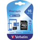 Verbatim Speicherkarte micoSDHC 44082 Class 10 16GB + Adapter,***