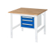RAU Arbeitstisch 1000x1000x760-1080 3xSchub B-Platte 25mm l.gr/e.bl,***