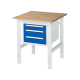 RAU Arbeitstisch 750x800x760-1080 3xSchub B-Platte 25mm l.gr/e.bl,***