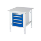RAU Arbeitstisch 750x1000x760-1080 4xSchub M-Platte 22mm l.gr/e.bl,***