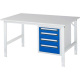 RAU Arbeitstisch 1500x1000x760-1080 4xSchub M-Platte 22mm l.gr/e.bl,***
