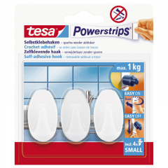 tesa Powerstrips Haken small oval 57533-00016 weiß 3 St./Pack,