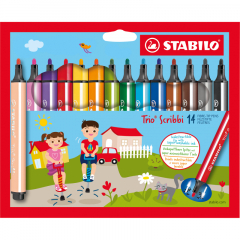 STABILO Fasermaler Trio Scribbi 368/14-01 1,5-2mm sort 14St,