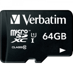 Verbatim Speicherkarte microSDXC 44084 Class 10 64GB +Adapter,