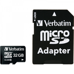 Verbatim Speicherkarte micoSDHC 44083 Class 10 32GB +Adapter,