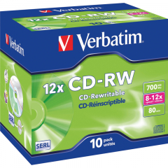 Verbatim CD-RW 43148 8-12x 700MB 80Min. Jewelcase 10 St./Pack.,