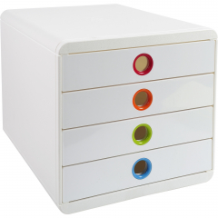 Exacompta Schubladenbox Pop-Box 314398D A4+ 4Schübe ws/harlekin,