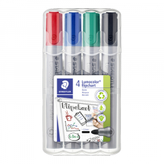 STAEDTLER Flipchartmarker Lumocolor 356 WP4 2mm sortiert 4 St./Pack.,