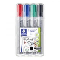 STAEDTLER Flipchartmarker Lumocolor 356 B WP4 2-5mm sort. 4 St./Pack.,