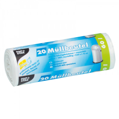 PAPSTAR Müllbeutel 12104 72x60cm 60l LDPE weiß 20 St./Pack.,