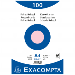 Exacompta Karteikarte 10336E DIN A4 blanko rosa 100 St./Pack.,