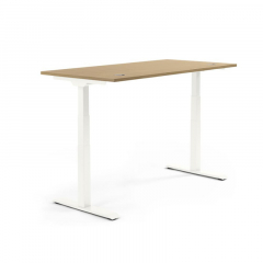 Schreibtisch 1800x605-1255x800mm Platte  Eiche hell Gestell ws,