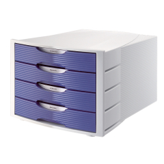 Soennecken Schubladenbox 1553 4geschlossene Schübe blau,