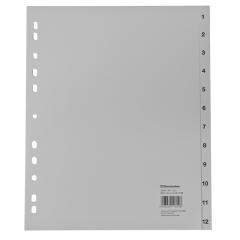 Soennecken Register 2133 DIN A4 1-12 volle Höhe Überbreite PP grau,