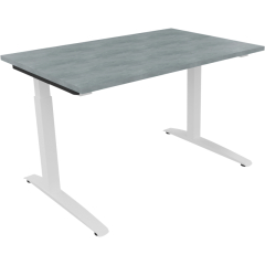 Schreibtisch Kufe Einzels. Quadrat B1200xT800xH650-850 ws/Beton hell,