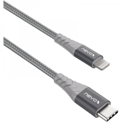 nevox USB-Kabel LC-1886 USB-C auf Lightning Nylon 2m si.gr,