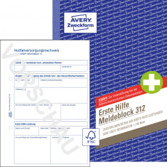 Avery Zweckform Meldeblock Erste Hilfe 312 A5 50 Blatt,