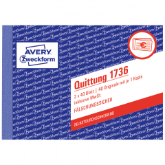 Avery Zweckform Quittung 1736 DIN A6 quer 2x40Blatt,