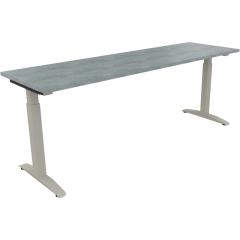 Schreibtisch Kufe Einzels. Quadrat B2000xT600xH650-850 si/Beton hell,